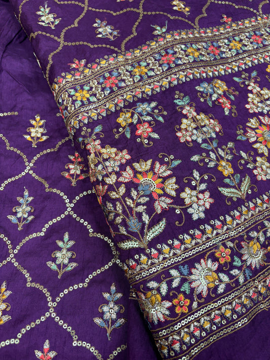 Vintage Violet Vine (Silk with Suta and Zari Work)