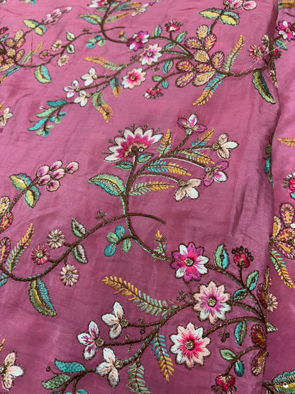 Blushed Bloom Embroidery (Crape with Suta Work)