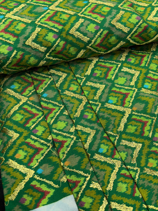 Iridescent Watercolor Garden (upara silk with zari and suta work)