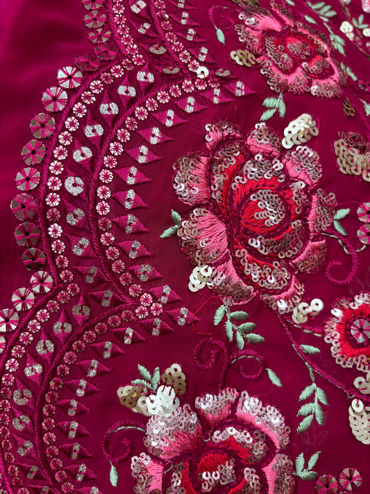 Gulaabi Guldasta (Gorjet with Sequence Embroidery Ombre Shade)