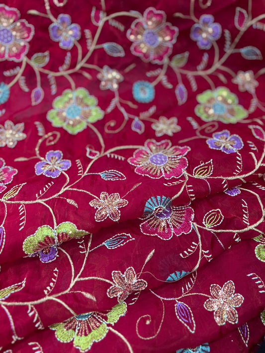 Gulnaar Jaal (Glass Tissue with Embroidery Work)