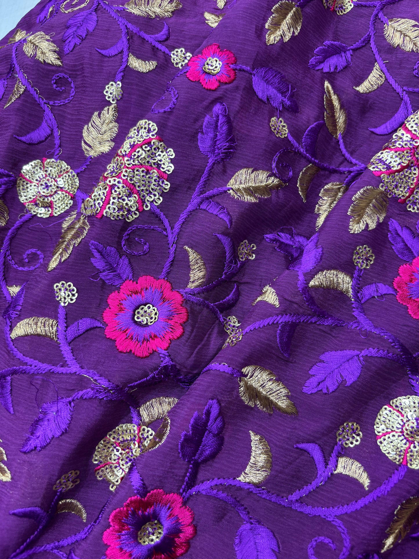 Gulzaar Velvet Bloom (Chinon with Embroidery Work)