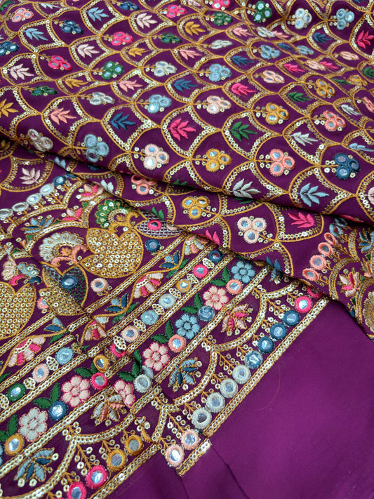 Zarbaft Meena Kaari (Gorjet with Multicolour Embroidery Work)