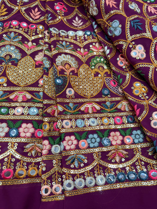 Zarbaft Meena Kaari (Gorjet with Multicolour Embroidery Work)