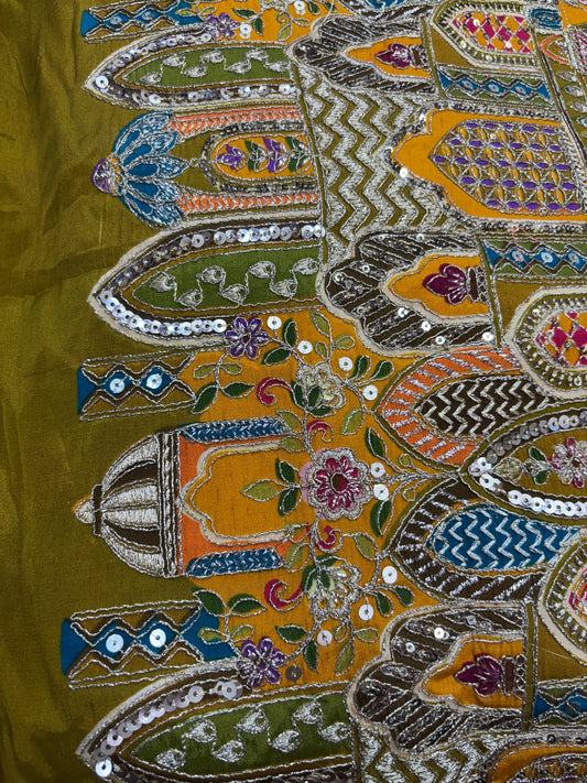 Haveli Heritage Handwork (Crape with Position Print and Embroidery Work)