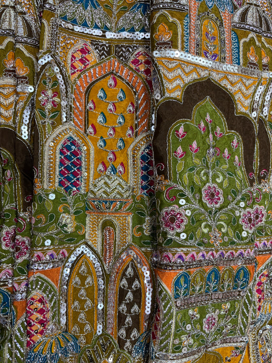 Haveli Heritage Handwork (Crape with Position Print and Embroidery Work)