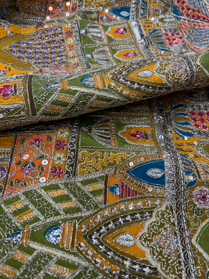 Haveli Heritage Handwork (Crape with Position Print and Embroidery Work)