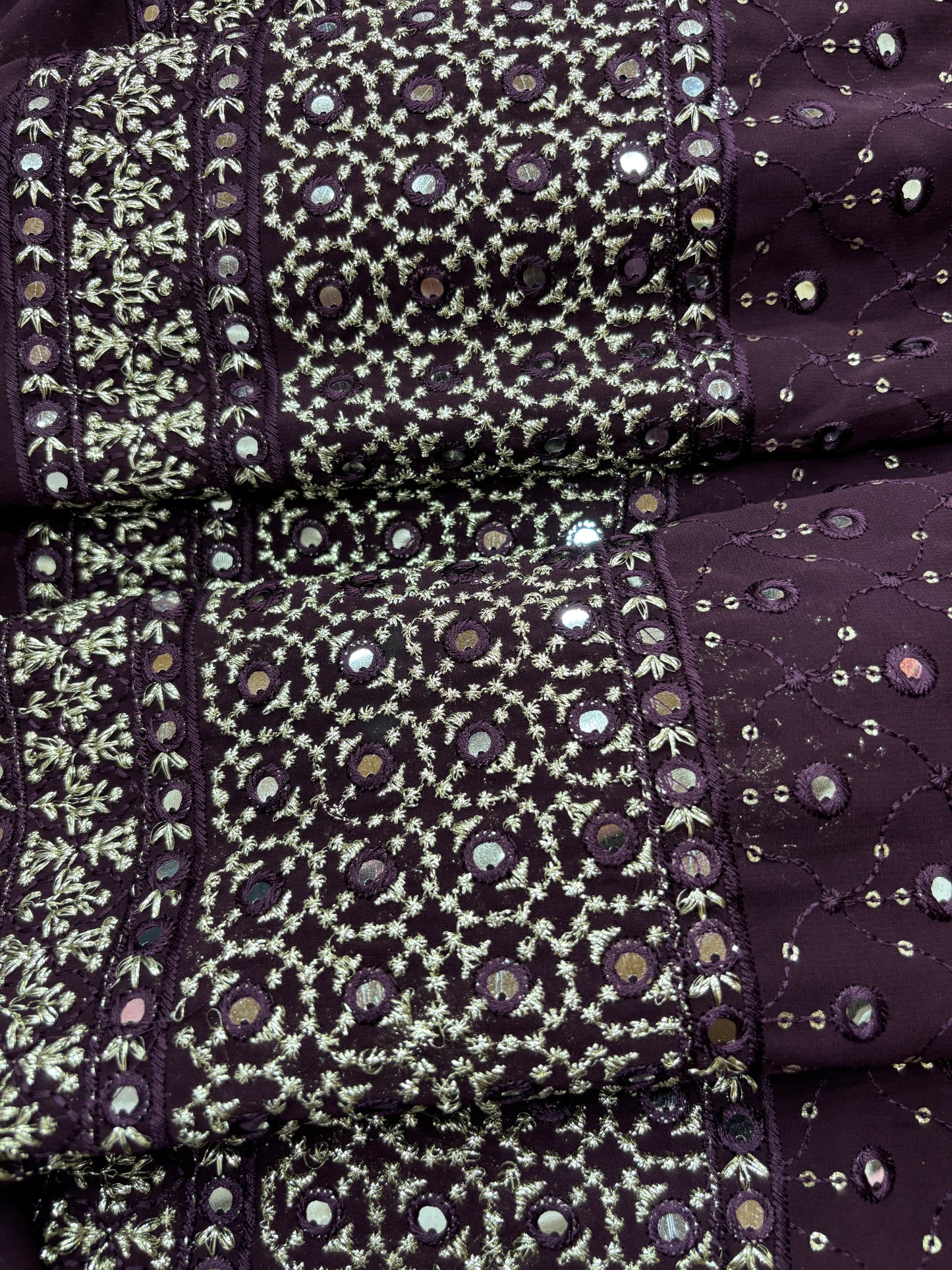 Jamuni Jharokha Mirror Embroidery (Gorjet with Mirror and Zari Work)