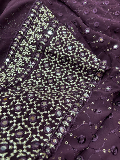 Jamuni Jharokha Mirror Embroidery (Gorjet with Mirror and Zari Work)