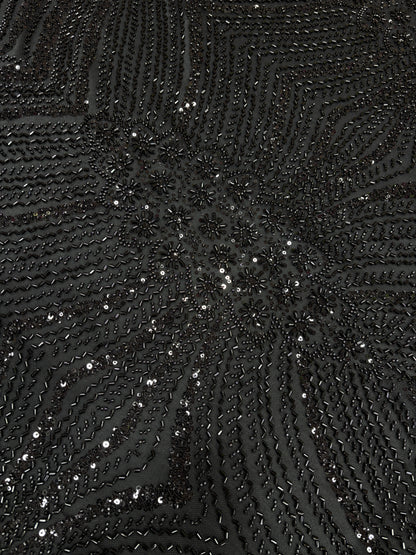 Midnight Black Sequin Embroidered Fabric