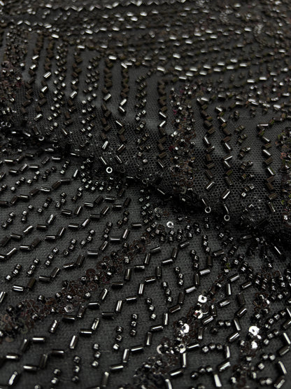 Midnight Black Sequin Embroidered Fabric