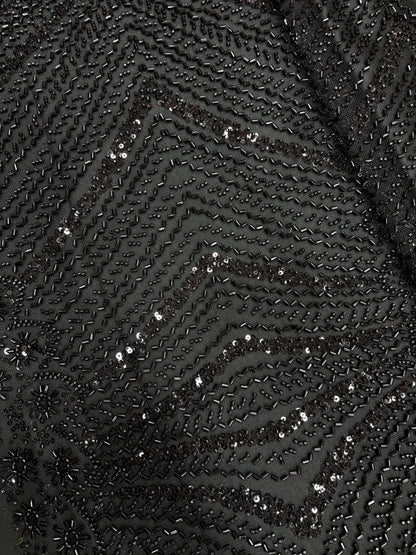 Midnight Black Sequin Embroidered Fabric