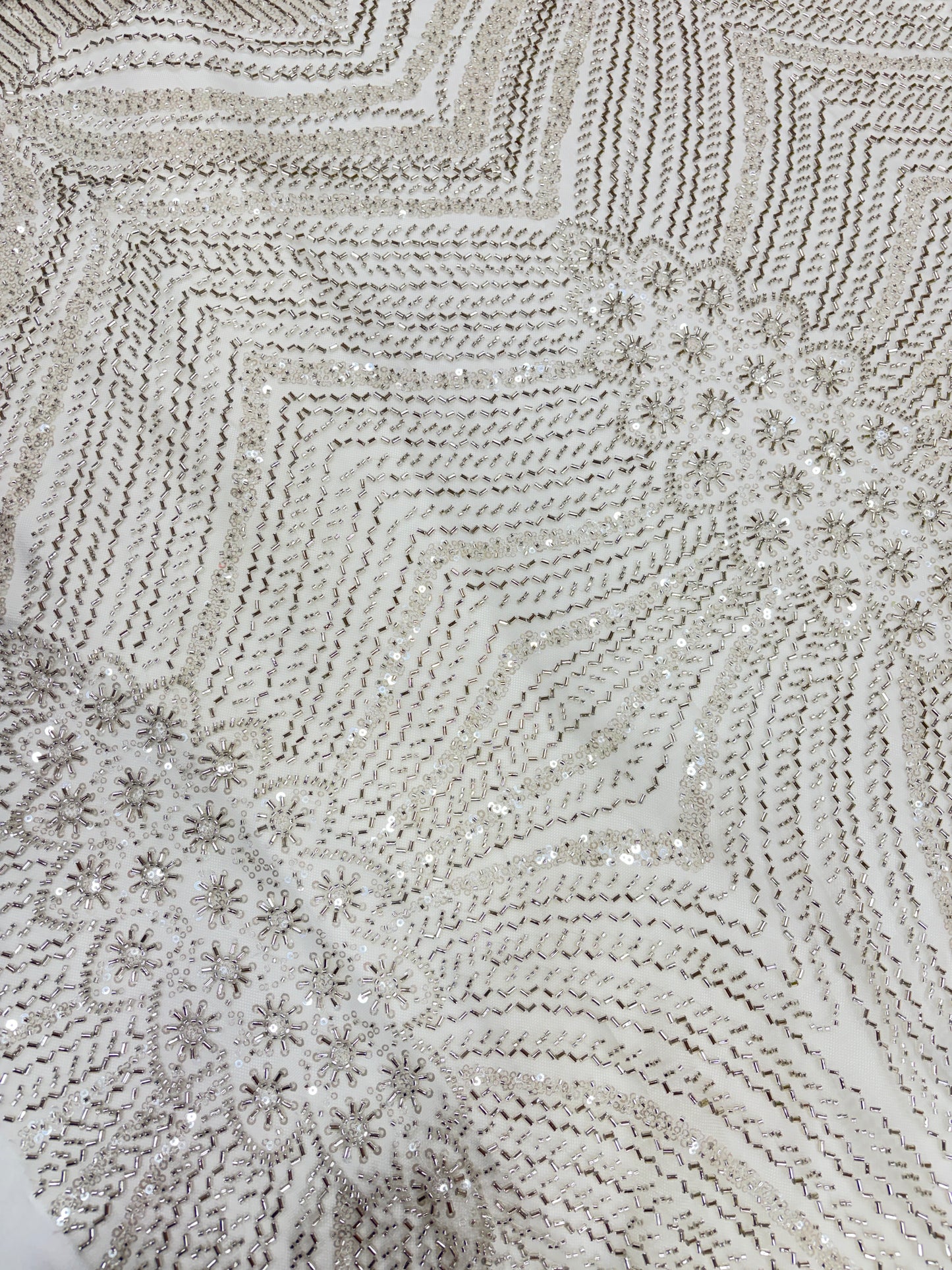Crystal Bloom Radiance Embroidered White Net