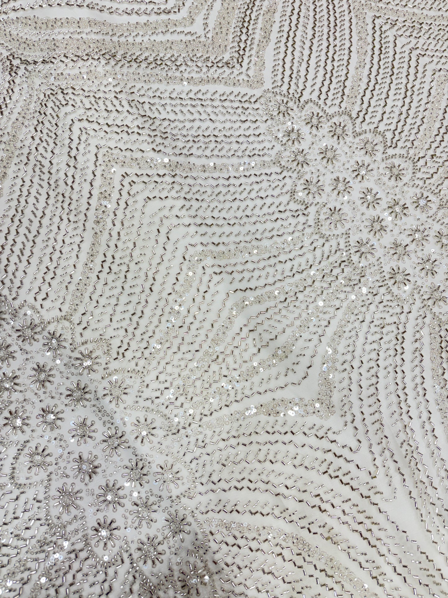 Crystal Bloom Radiance Embroidered White Net
