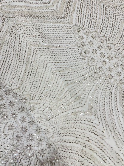 Crystal Bloom Radiance Embroidered White Net
