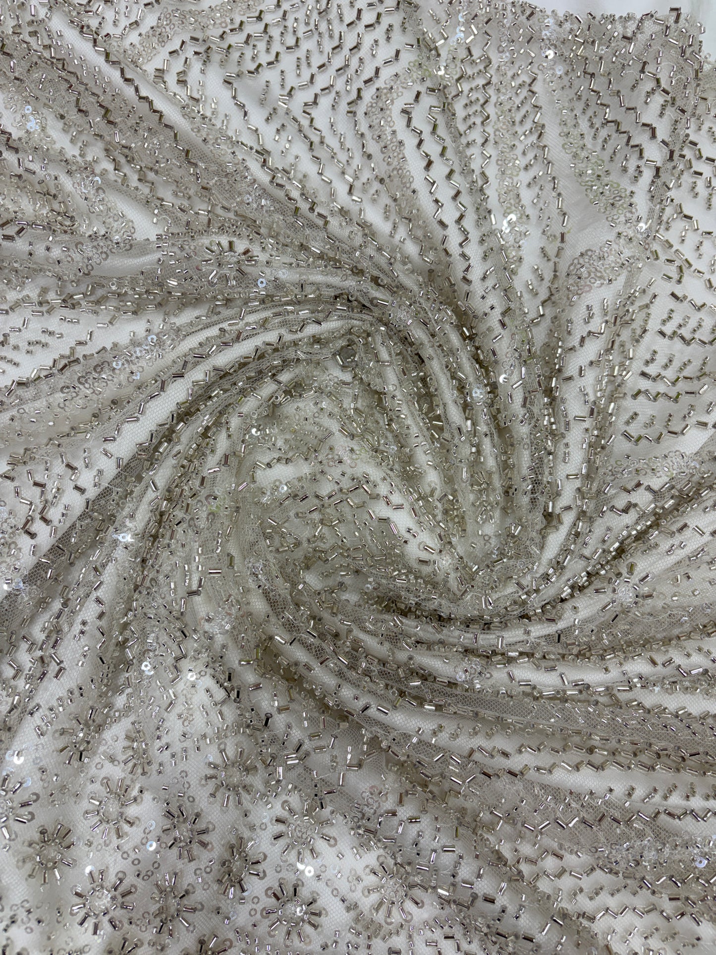 Crystal Bloom Radiance Embroidered White Net