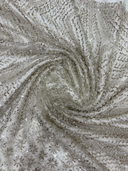 Crystal Bloom Radiance Embroidered White Net