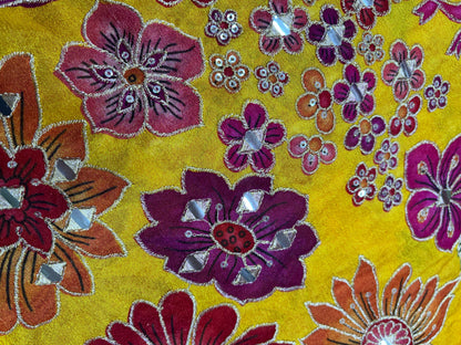 Sunshine Phulkari Mirrorwork on Velvet (Chinon with suta and mirror work)