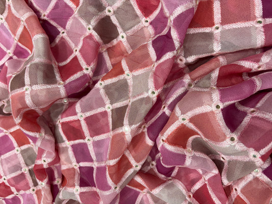 Blush Mosaic Sequin Organza (Gorjet with Suta Work)
