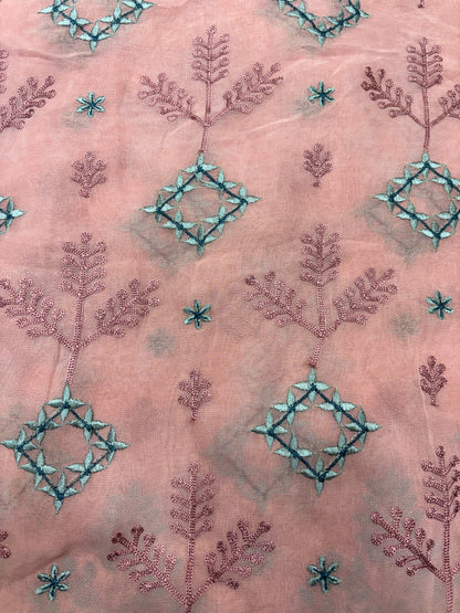 Birdsong Bloom Embroidered Organza (Gorjet with Suta Work)