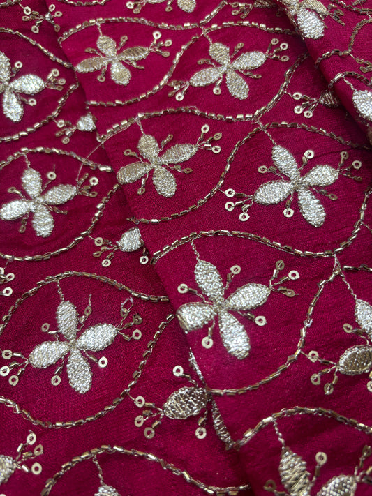 Maroon Luxe Sequin Embroidered Georgette (Silk with Gota Work)