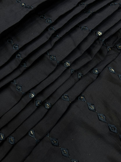Midnight Mirrorwork Cotton Fabric (Silk with Suta Work)