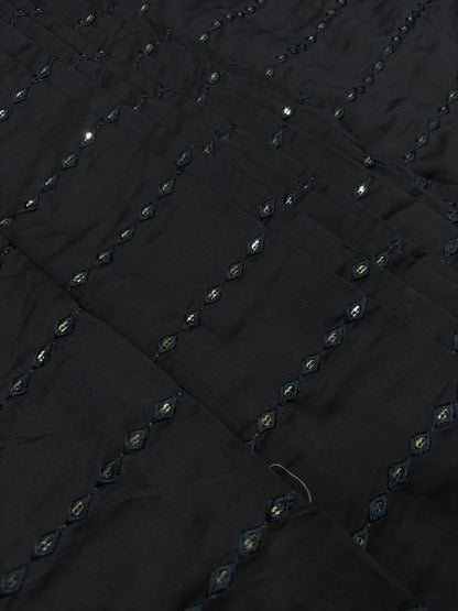 Midnight Mirrorwork Cotton Fabric (Silk with Suta Work)