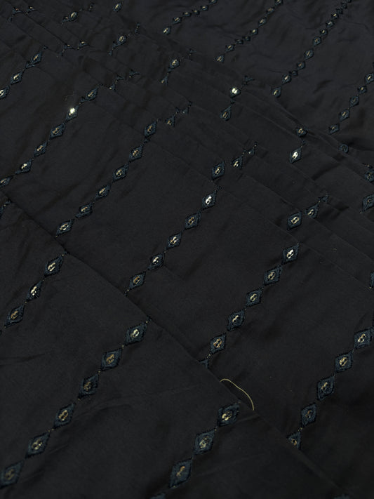 Midnight Mirrorwork Cotton Fabric (Silk with Suta Work)