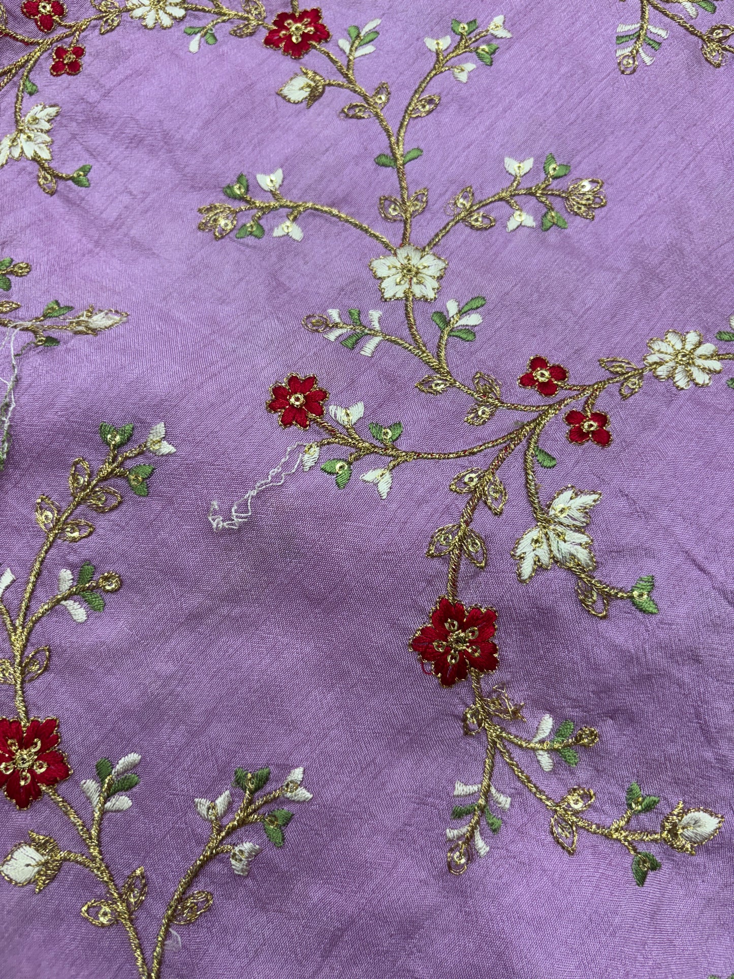 Lilac Garden Embroidered Chanderi (Silk with Embroidery Work)