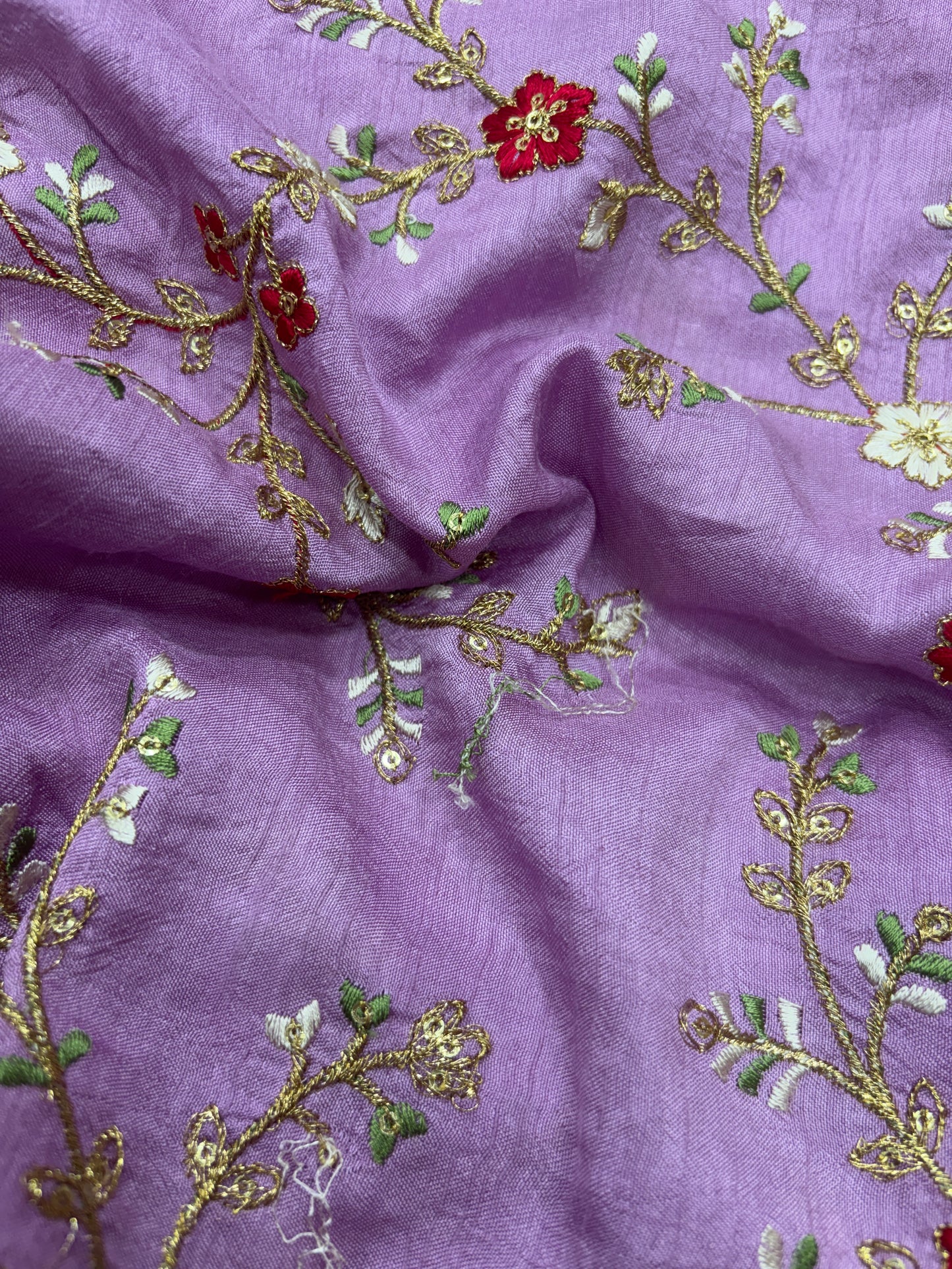 Lilac Garden Embroidered Chanderi (Silk with Embroidery Work)