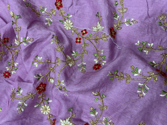 Lilac Garden Embroidered Chanderi (Silk with Embroidery Work)