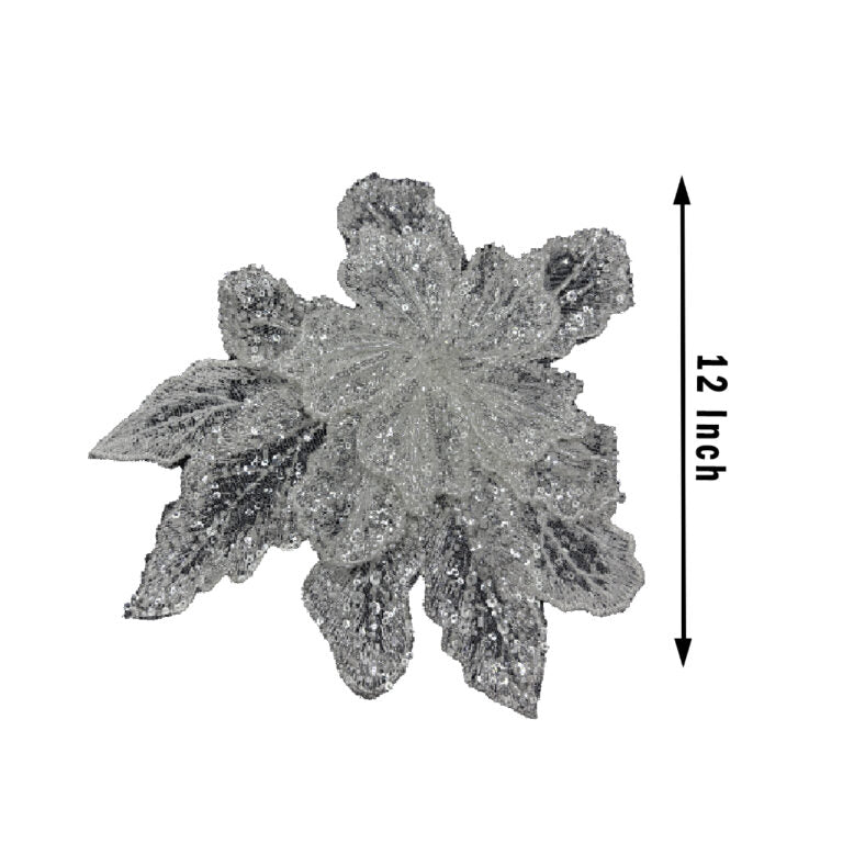 Silver Twilight Sequin Floral Patch