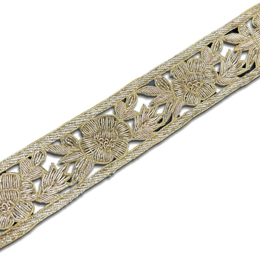 Royal Bloom Embroidered Border (1.8 Inch)(Comes in 9 Meters)