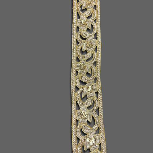 Golden Petal Harmony Border (1.8 Inch)(Comes in 9 Meters)