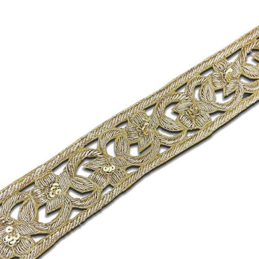 Golden Petal Harmony Border (1.8 Inch)(Comes in 9 Meters)