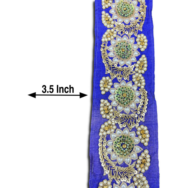 Pearl Garden Hand-Embroidered Border (3.5 Inch) (Comes in 9 Meters)
