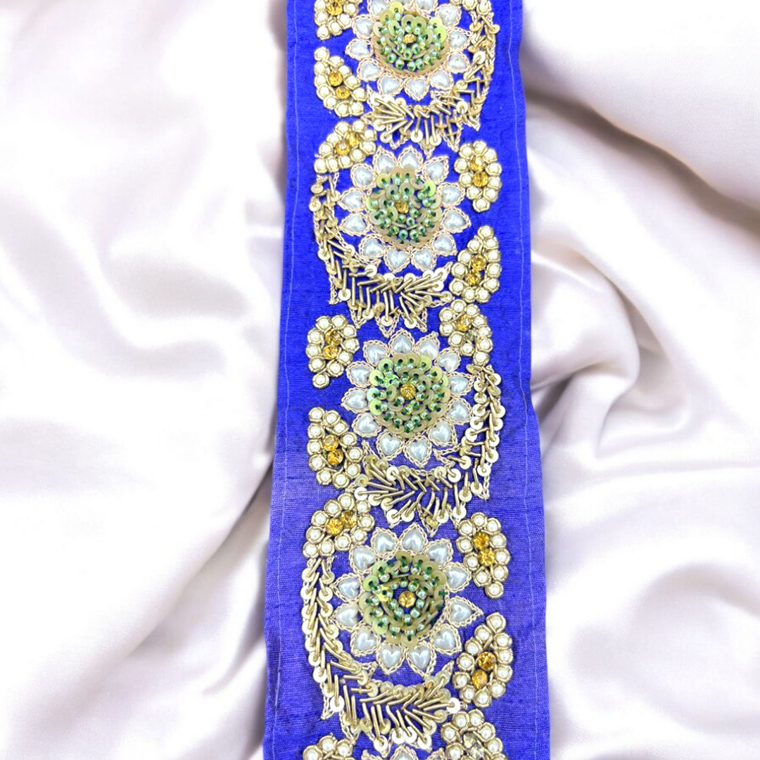 Pearl Garden Hand-Embroidered Border (3.5 Inch) (Comes in 9 Meters)